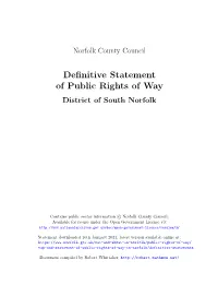 South Norfolk Definitive Statement of Public Rights of Way (January 2021)