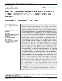 When Beggars Are Choosers—How Nesting of a Solitary Bee Is Affected by Temporal Dynamics of Pollen Plants in the Landscape