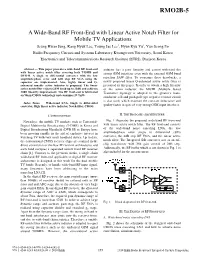 A Wide-Band RF Front-End with Linear Active Notch Filter for Mobile