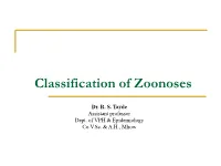 Classification of Zoonoses