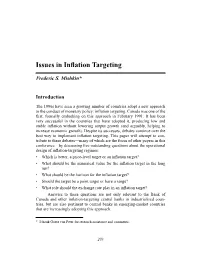 Issues in Inflation Targeting 205
