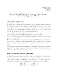 Lecture L27 - 3D Rigid Body Dynamics: Kinetic Energy; Instability; Equations of Motion