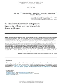 The Interaction Between Telicity and Agentivity: Experimental Evidence from Intransitive Verbs in German and Chinese