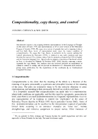 Compositionality, Copy Theory, and Control*