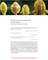 Environment, Development, and Evolution Toward a New Evolutionary Synthesis