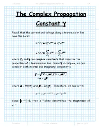 The Complex Propagation Constant.Doc 1/4