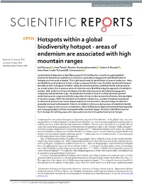 Areas of Endemism Are Associated with High Mountain Ranges