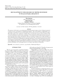 Development Strategies of Micro Business in Majalengka Regency