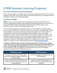 Summer Learning Programs: STEM