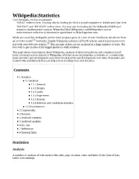 Wikipedia:Statistics from Wikipedia, the Free Encyclopedia "WP:ST" Redirects Here