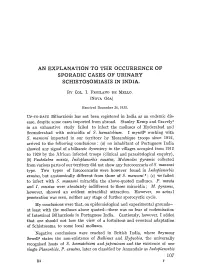 An Explanation to the Occurrence of Sporadic Cases of Urinary Schistosomiasis in India