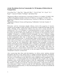 Atomic Resolution Electron Tomography for 3D Imaging of Dislocations in Nanoparticles