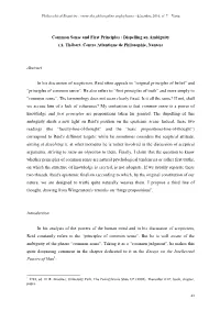 Common Sense and First Principles : Dispelling an Ambiguity (A