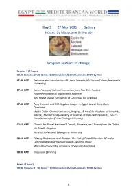 Day 3 27 May 2021 Sydney Hosted by Macquarie University Program (Subject to Change)