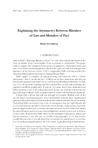 Explaining the Asymmetry Between Mistakes of Law and Mistakes of Fact