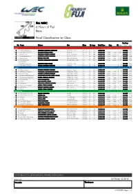 Race 6 Hours of Fuji FIA WEC Final Classification by Class