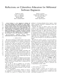Reflections on Cyberethics Education for Millennial Software Engineers