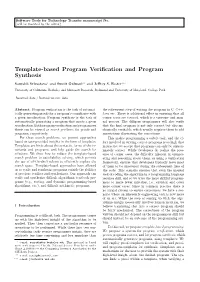 Template-Based Program Verification and Program Synthesis