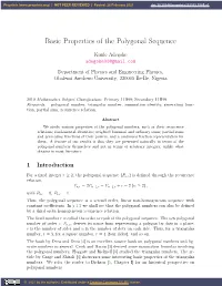 Basic Properties of the Polygonal Sequence