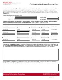 Ipad Justification & Quote Request Form