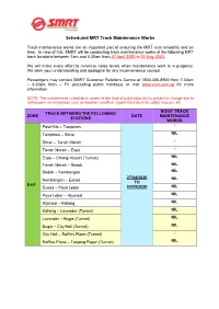 Scheduled MRT Track Maintenance Works