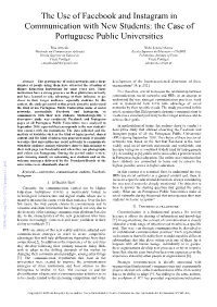 The Use of Facebook and Instagram in Communication with New Students: the Case of Portuguese Public Universities
