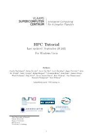 VSC HPC Tutorial for Ugent Windows Users