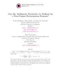 Can the Arithmetic Derivative Be Defined on a Non-Unique Factorization Domain?
