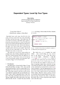 Dependent Types: Level up Your Types