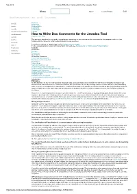 How to Write Doc Comments for the Javadoc Tool