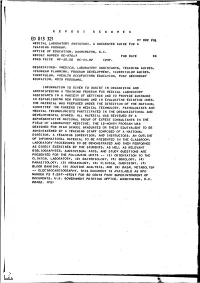 Medical Laboratory Assistant, a Suggested Guide for A