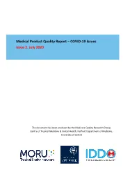 Medical Product Quality Report – COVID‐19 Issues Issue 2