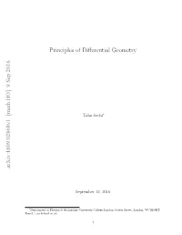 Principles of Differential Geometry Arxiv:1609.02868V1 [Math.HO]