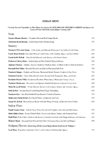 Temp Indian Menu