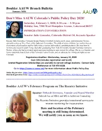Boulder Branch Bulletin January 2020
