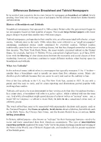 Differences Between Broadsheet and Tabloid Newspapers