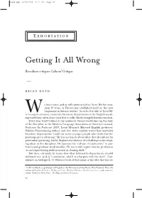 Getting It All Wrong