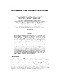 Learning from Brains How to Regularize Machines