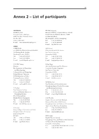 List of Participants