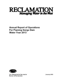 Annual Report of Operations for Flaming Gorge Dam Water Year 2013