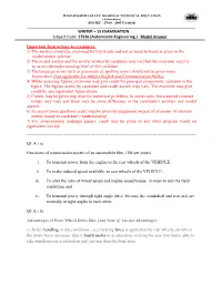 Automobile Engineering ) Model Answer