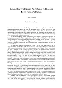 Beyond the Traditional: an Attempt to Reassess E. M. Forster's Fiction