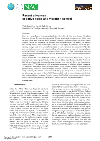 Recent Advances in Active Noise and Vibration Control