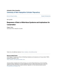 Responses of Bats to White-Nose Syndrome and Implications for Conservation