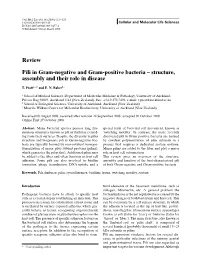Review Pili in Gram-Negative and Gram-Positive Bacteria – Structure