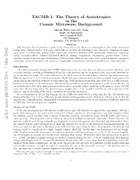 The Theory of Anisotropies in the Cosmic Microwave Background