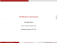 90 Minutes of Java Syntax