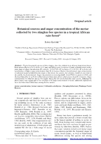 Botanical Sources and Sugar Concentration of the Nectar Collected by Two Stingless Bee Species in a Tropical African Rain Forest*