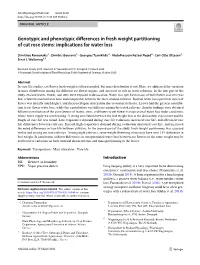 Genotypic and Phenotypic Differences in Fresh Weight Partitioning of Cut