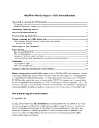 Givewell Metrics Report – 2013 Annual Review